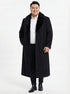 Men’s Black Long Overcoat with Faux Fur Collar, Full Length Winter Topcoat for Formal and Business Wear