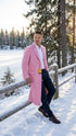 Men’s Pink Wool Blend Long Overcoat – Slim Fit Tailored Winter Coat - Carcoat - Topcoat