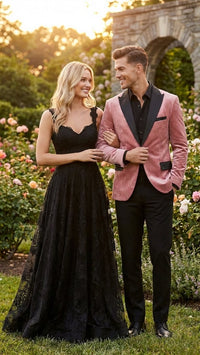 Men’s Dusty Rose Pink Velvet Blazer with Black Satin Lapel | Formal Sport Coat in Mauve Color + Bowtie