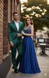 Mens Shiny emerald Green Sateen 2-Piece Slim Fit Suit – Formal Blazer and Pants Set Prom Wedding