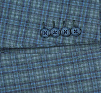 Half Canvas Slim Fit Blazer in Green Blue Check