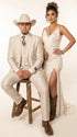 Men’s Sand champaign Western Cowboy 3-Piece Suit – Light Cream Wedding Suit with Vest & Pants Slim Fitted