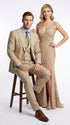 Men’s Great Gatsby Tan Summer Sharkskin 3 Piece – Double Breasted Vest Classic 1920s Groosmen Suit