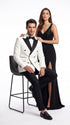 Men’s Vintage Hollywood Ivory Double-Breasted Tuxedo – Black Peak Lapel Wedding and Formal Suit