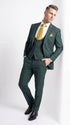 Mens Vitali 3 Piece Suit W/Scoop Vest Hunter Green 3-Piece Suit –, Big Peak Lapel Vest and Pants Modern Fit Two Buttons