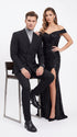 Men's Designer Stacy Adams Classic Double Breasted Suit in Black Peak Lapel Slim fit