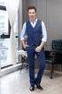 Mens Vintage Tweed Dress Pants Slacks Trousers Regular Fit Suit Pants in Blue