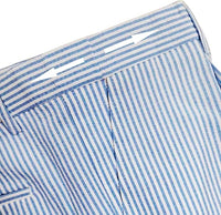 Mens Seersucker Pants - Summer Casual Pinstripe Modern Fit in Color Blue