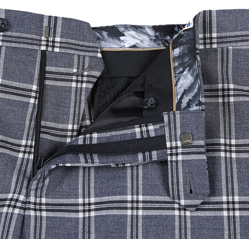 English Laundry Slim Fit Dimgray with White Check Suit