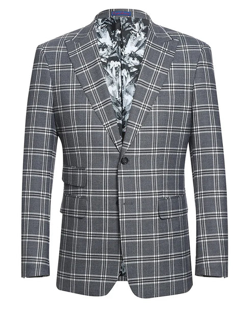 English Laundry Slim Fit Dimgray with White Check Suit