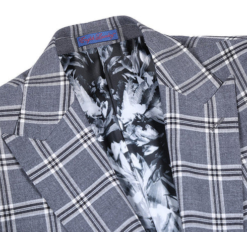 English Laundry Slim Fit Dimgray with White Check Suit