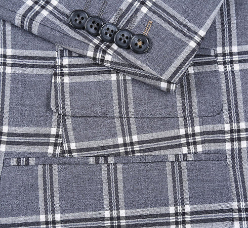 English Laundry Slim Fit Dimgray with White Check Suit