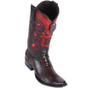 Ostrich Leg Black Cherry European Square Toe Boots