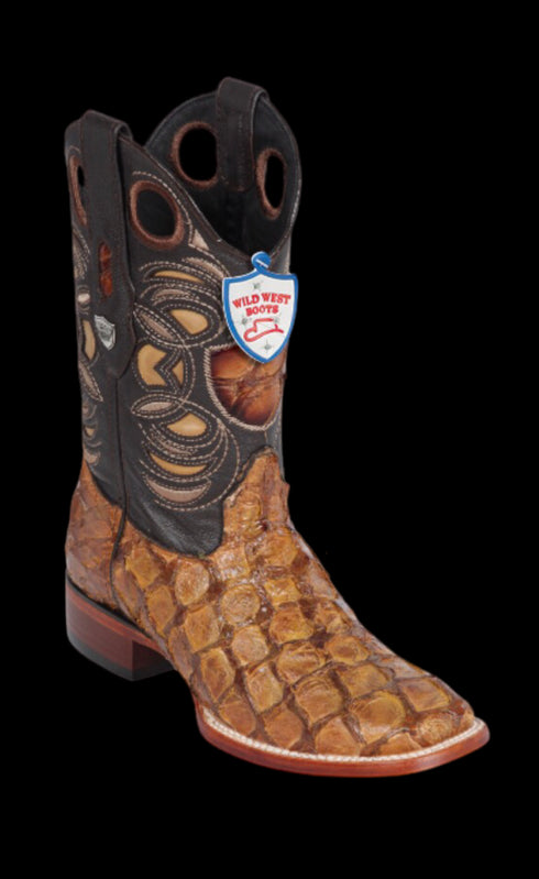 Bota de Pirarucu Original Horma Punta Cuadrada Wild West