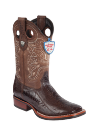 Wild West Botas de Pata de Avestruz Horma Square Toe Brown