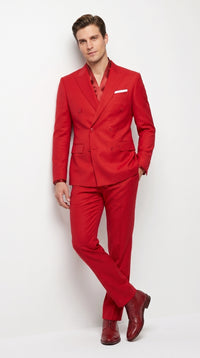 Men’s Red Double Breasted Suit – Peak Lapel Wedding, Prom & Formal Party Suit