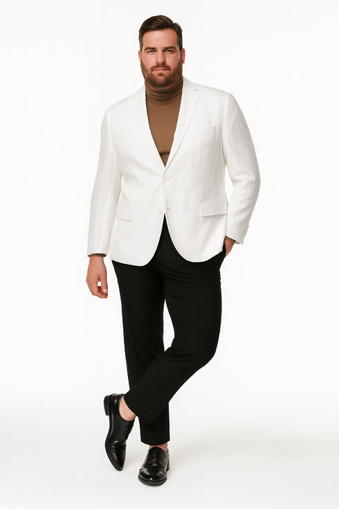Men’s White Linen Blazer – Classic Two-Button Lightweight Sport Coat