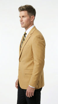 Men’s Camel Blazer, Classic Two Button Business Casual Wedding Summer Sport Coat Jacket in Khaki Bronze Color Modern Fit