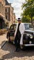 Men’s White Long Zoot Style Suit | Vintage Gangster Mafia Formal Coat with Black Pants