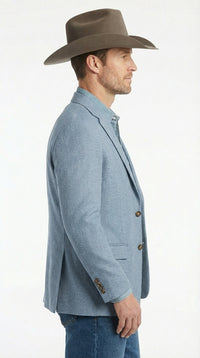 Mens Rugby Teal Baby Sky Western Blazer – Cowboy Style Casual Sport Coat for Men Classic Western Jacket in Light Blue Color