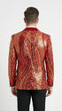 Men’s Red and Gold Sequin Christmas Holiday Blazer – Luxury Party Jacket for New Year, Wedding and Festive Events