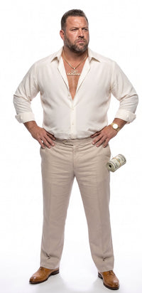 Tony Montana’s White Linen Shirt and Tan Pants – Men’s White Formal Shirt with Tan Trousers for Party, Wedding and Vintage Style Outfit