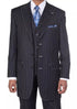 Men's Three Button Suits - Navy Blue Pinstripe Three-Piece Suit – Classic Business and Formal Wear with Tailored Fit