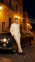 Men’s Ivory Tuxedo Suit with Satin Notch Lapel – Formal Wedding and Evening Wear Suit in Cream Off White Color