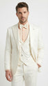 Vinci Men’s Ivory Three Piece Suit – Ivory 3PC Formal Wedding Suit for Groom, Prom and Black Tie Events