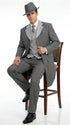 Men’s Grey Pinstripe Zoot Suit 3 Piece – 1920s Gangster Vintage Wide Lapel Suit with Vest for Wedding, Party