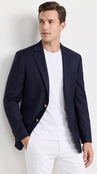 Men’s Navy Blue Club Blazer with Gold Buttons – Ted Lasso Inspired Classic Sport Coat