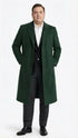Men’s Hunter Green Full-Length Wool Overcoat – Classic Winter Dress Coat for Formal and Casual Wear Topcoat Mens Wintercoat