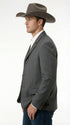 Mens Charcoal Grey Three Buttons Western Blazer – Classic Fit Cowboy Style Three Button Formal Dress Jacket