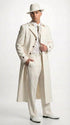 Men’s Ivory Cream Off White Full Length Zoot Suit – Vintage Gangster Style Long Coat Formal Suit