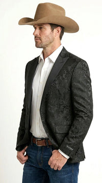 Men’s Black Paisley Western Cowboy Blazer – Classic Western Style Formal Jacket, Elegant Country Blazer Coat - saco para vaquero