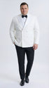 Men’s White Double Breasted Dinner Jacket Blazer with Black Pants – Formal Tuxedo Style Outfit for Weddings