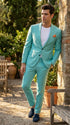 Men’s Turquoise 2 Piece Suit with Jacket and Pants, Formal Wedding Suit for Prom, Parties, Summer Events, and Special Occasions