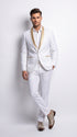 Men’s White and Gold Lapel 2-Piece Tuxedo Suit with Gold Glitter Shawl Lapel – Wedding, Prom and Dinner Jacket