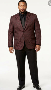 Men’s Burgundy Paisley Blazer Sport Coat – Velvet Dinner Jacket floral in Maroon Wine Color Ultra Slim Fit Smoking Jacket