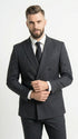 Men’s Black Pinstripe Double Breasted Suit – Classic Formal Business Suit Office and Evening Wear Modern Fit Conservative pattern