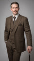 Men’s Edwardian Brown Plaid 3-Piece Suit – Vintage Double-Breasted Vest Wedding and Formal Suit