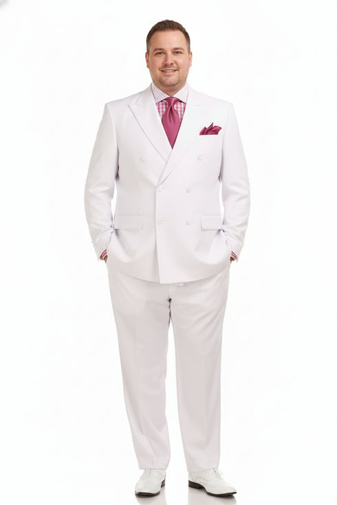 Men’s White Double-Breasted 3-Piece Suit Set – Premium Tailored Fit Formal Wedding and Evening Suit