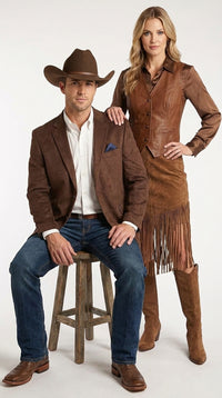 Men’s Brown Suede Western Blazer – Cowboy Style Sport Coat Jacket