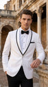 Men’s White Tuxedo Jacket – Black Trim Shawl Lapel Formal Dinner Blazer for Weddings, Prom Wedding Blazer Modern fit