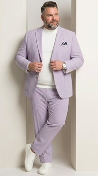 Men’s Lavender Seersucker 2 Piece Suit, Lightweight Summer Blazer and Pants Set for Weddings, Parties, Prom, and summer fabric