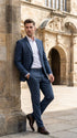 Men's Blue Micro Check Hounstooth small windowpane plaid 3-Piece Suit – Vested Slim Fit Business, Wedding & Formal Suit