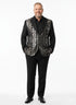 Mens Black and White and Silver Sequin Embroidered Blazer – Luxury Designer Party Wear with Geometric Detailing