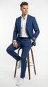 Mens Enzo Tovare Denim Blue Linen Summer Suit – Breathable Two Piece Suit for Wedding, Business, Travel