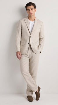 Men’s Informal Summer Suit, Light Beige Casual Linen Style Blazer and Pants Set