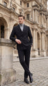 Men's Designer Stacy Adams Classic Double Breasted Suit in Black Peak Lapel Slim fit